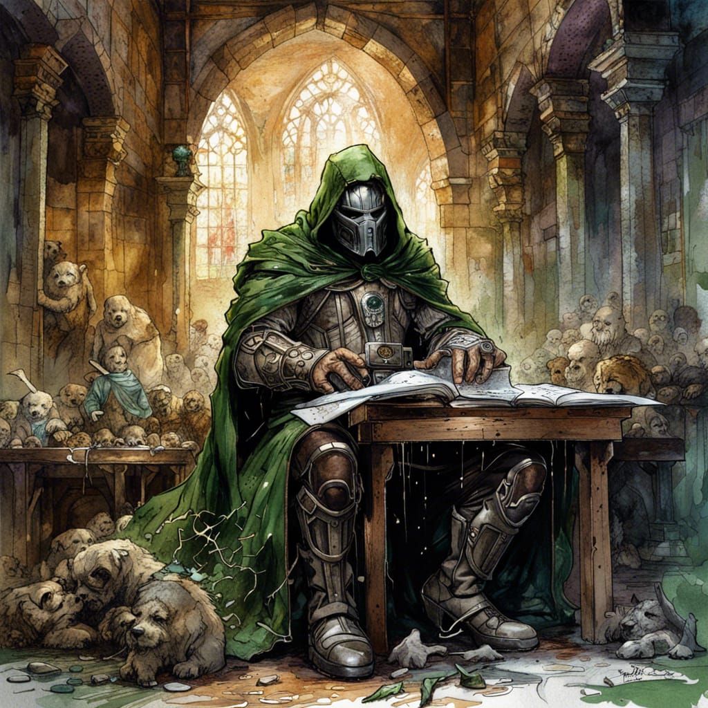 Doctor Doom in a Dark Fantasy Palace