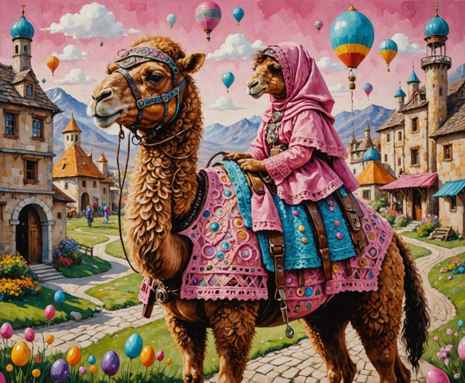 Ethereal Steampunk Camel in Pink Regalia