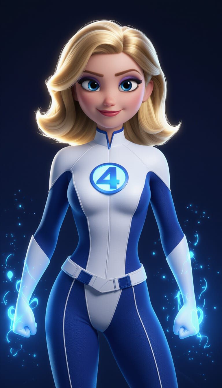 Pixar-Style Superheroine Radiating Cosmic Energy