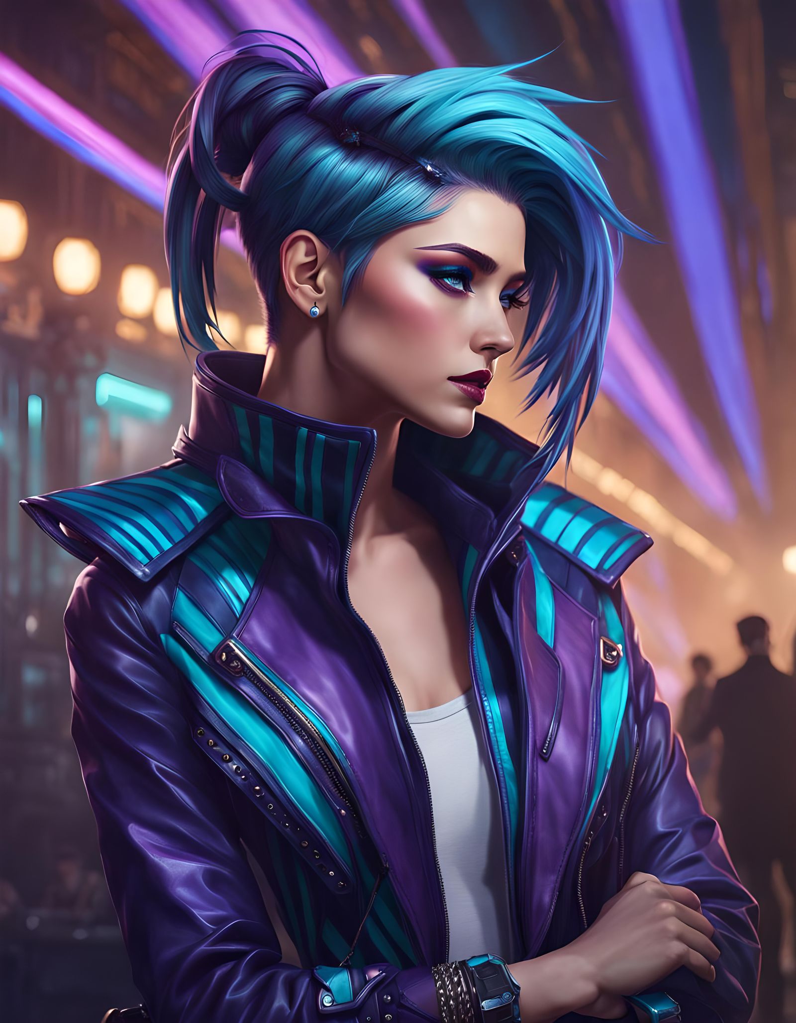 Detailed Portrait of Sonata Dusk in Leather Jacket