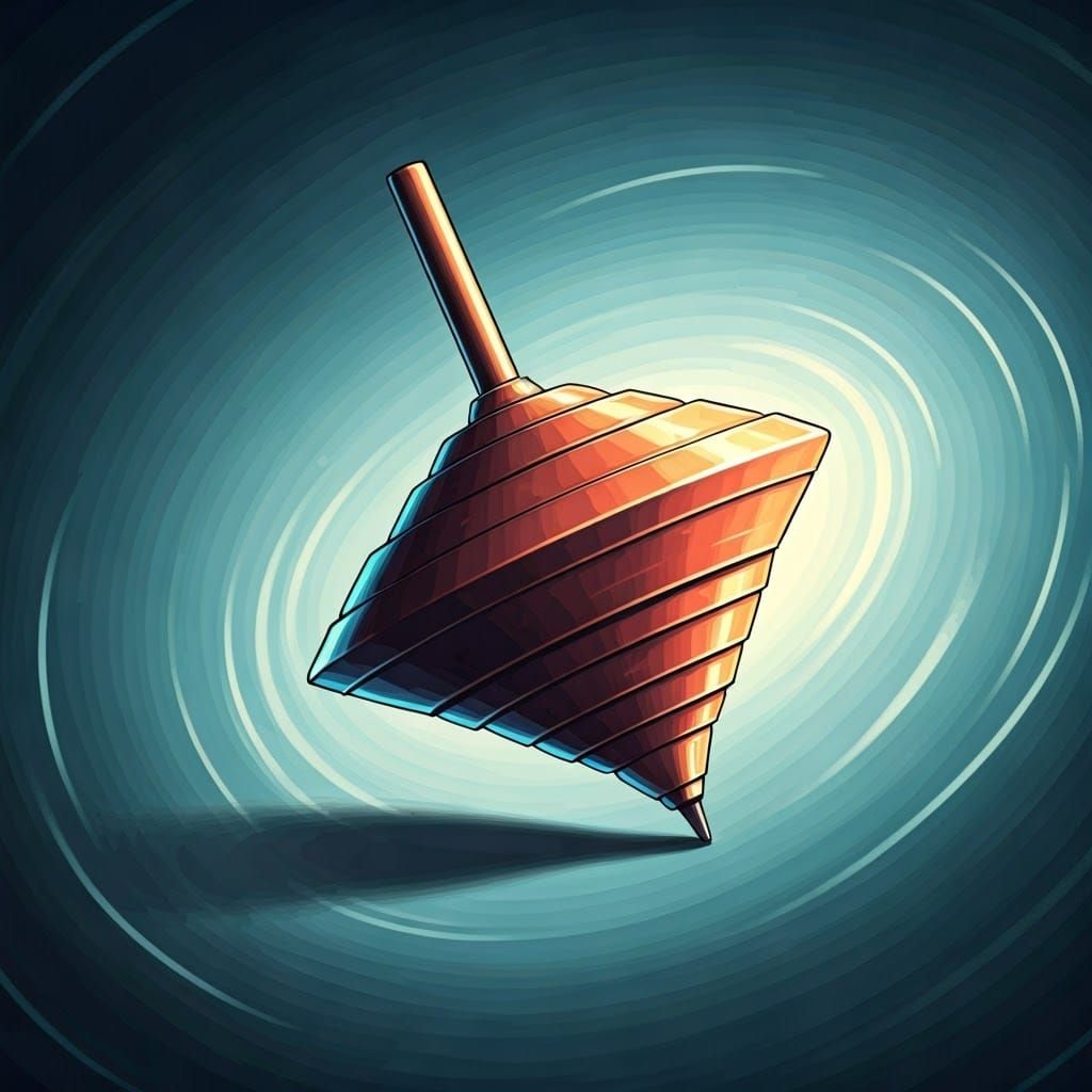 Vibrant Anime Spinning Top in Dreamy Studio Ghibli Style