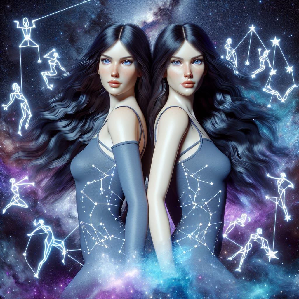 Disney Pixar style 3D two beautiful women as a Gemini, in a ...
