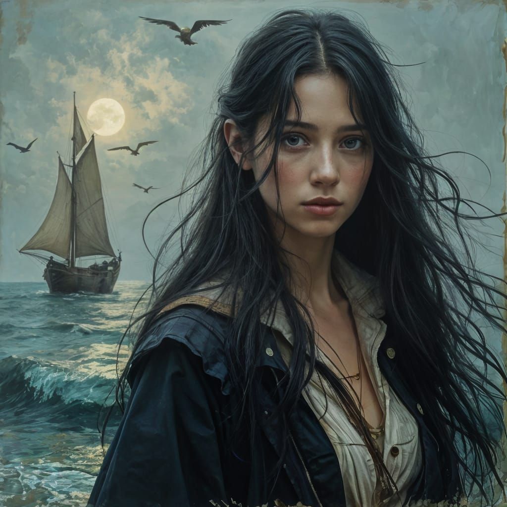 Ethereal Elven Pirate on Viking Ship