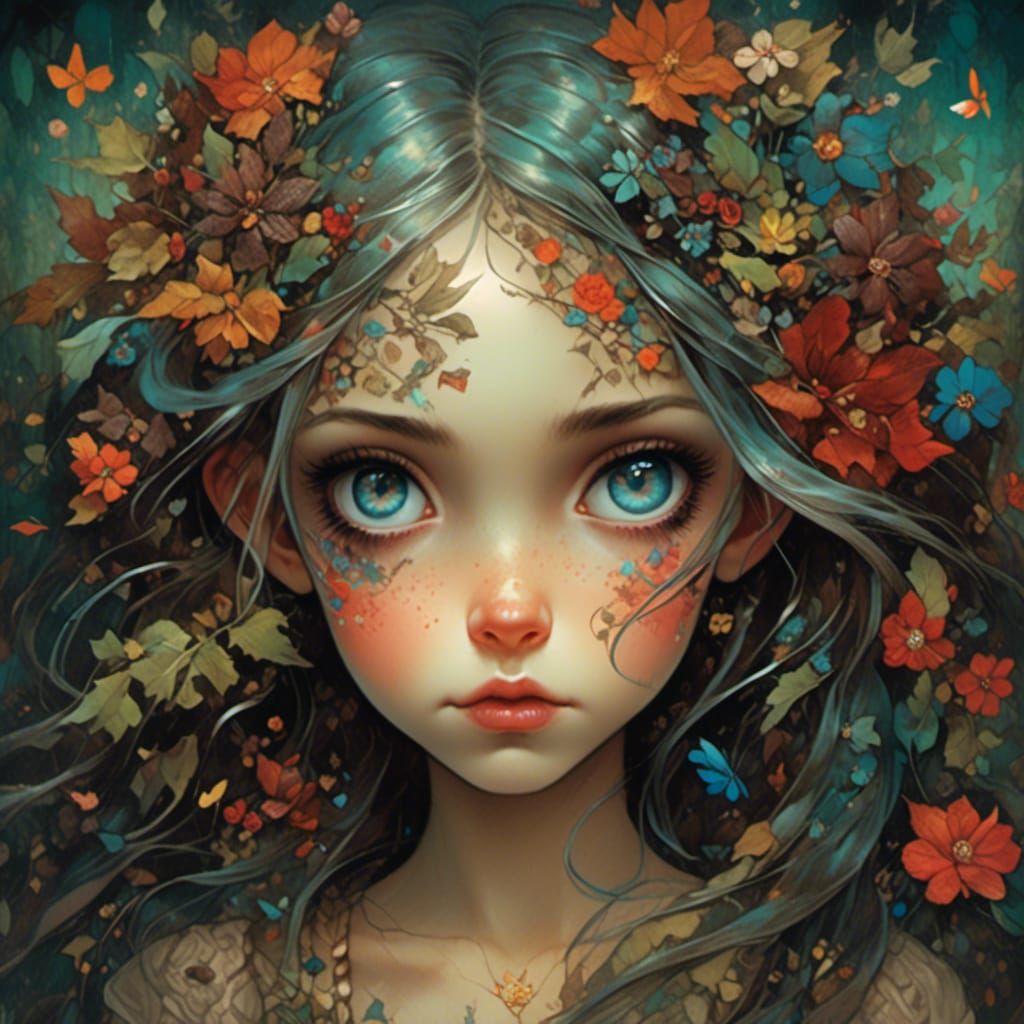 Enchanting Gypsy Child in Fairytale Illustration Style