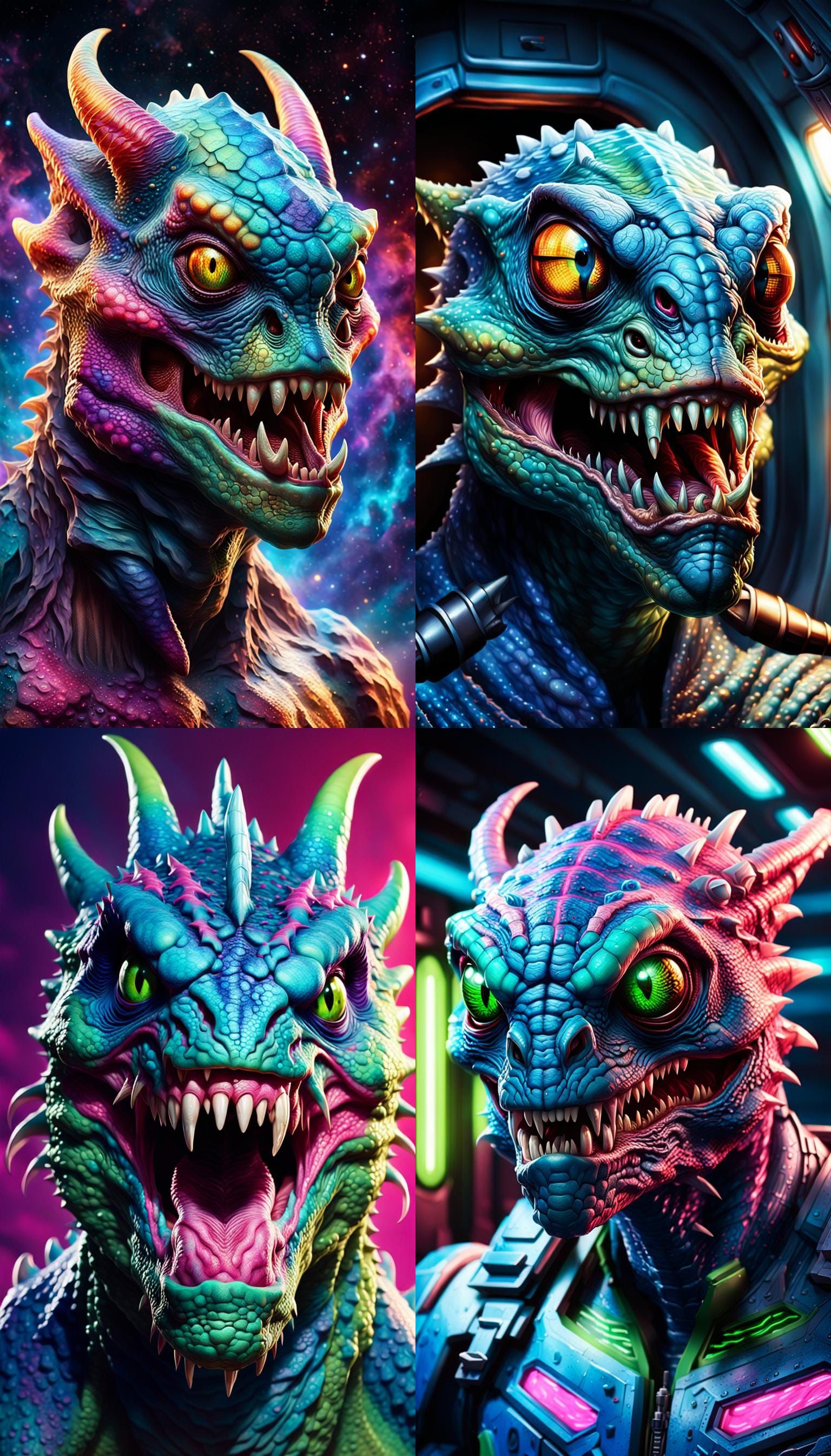 Hyperrealistic Space Mutant Monster with Scaly Skin