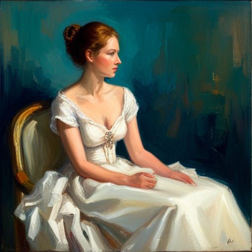 Woman in Ballgown as Oil Painting