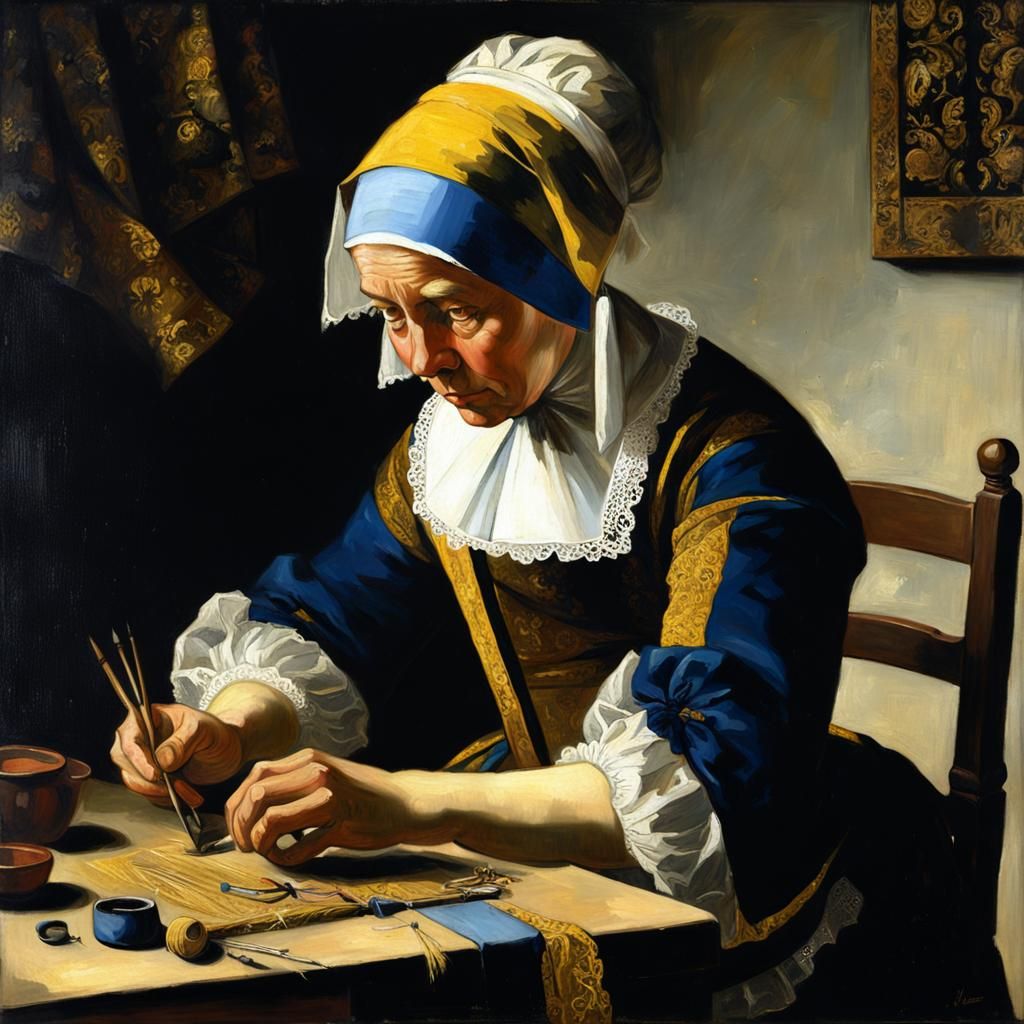 Elegant Portrait Inspired by Dutch Golden Age Painting