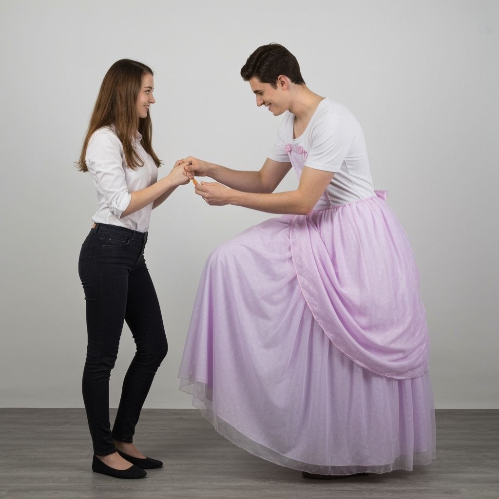 Young Man in Princess Dress Courting Girlfriend