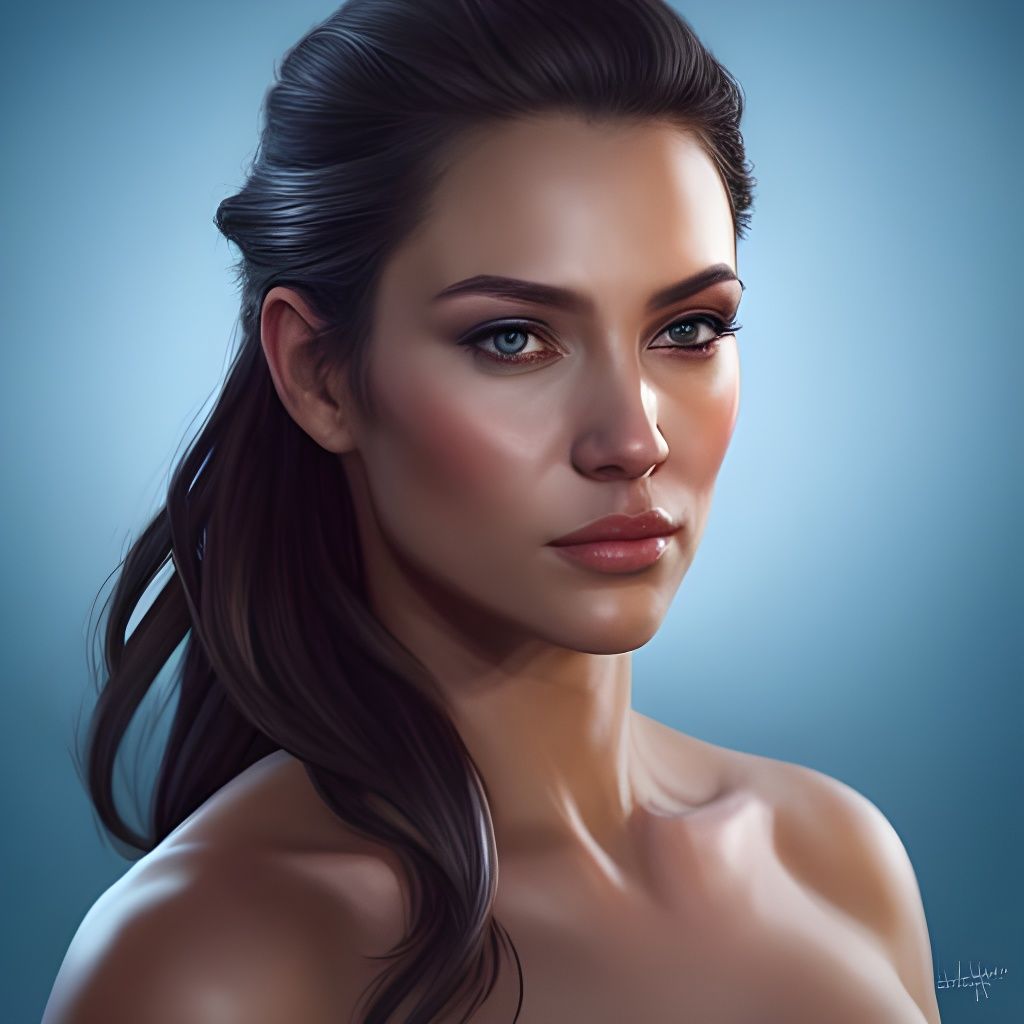 Dark-Haired Woman: Hyperdetailed Portrait