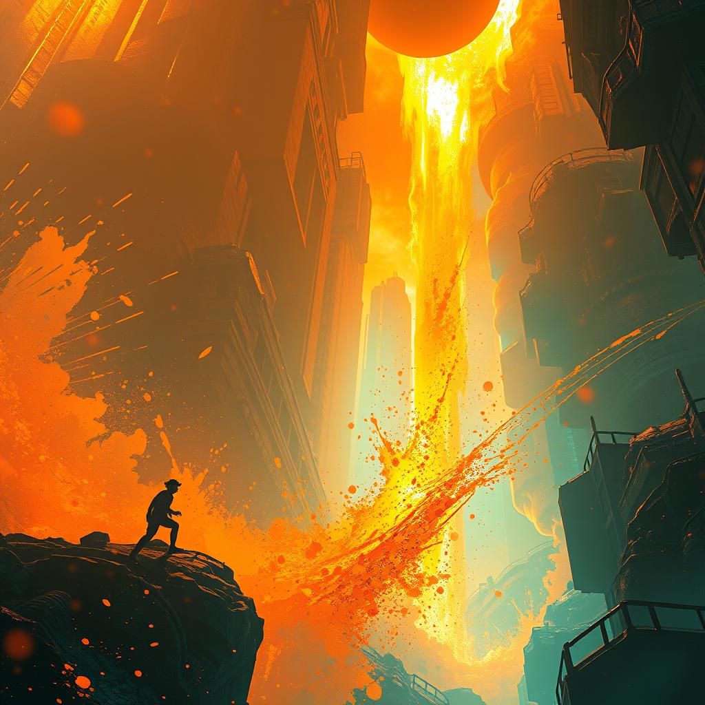 Hyperdetailed Concept Art in Orange and Teal