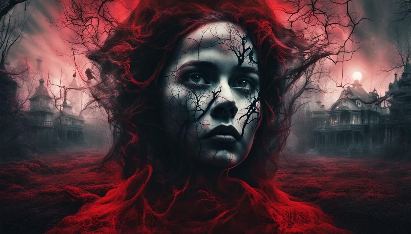 Double Exposure: Lady in a Creepy Horror Location