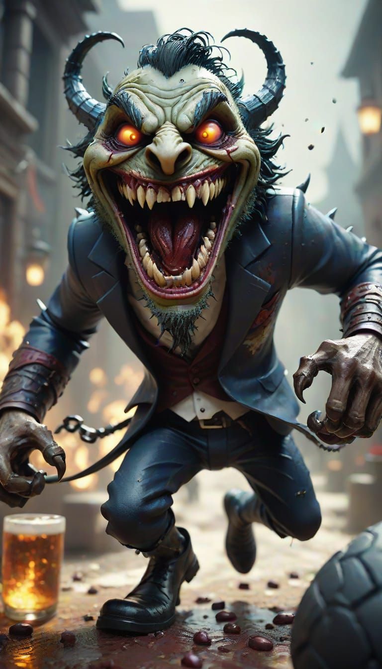 Ominous Zombiecore Figure in Pursuit, Tilt-Shift Poster Art