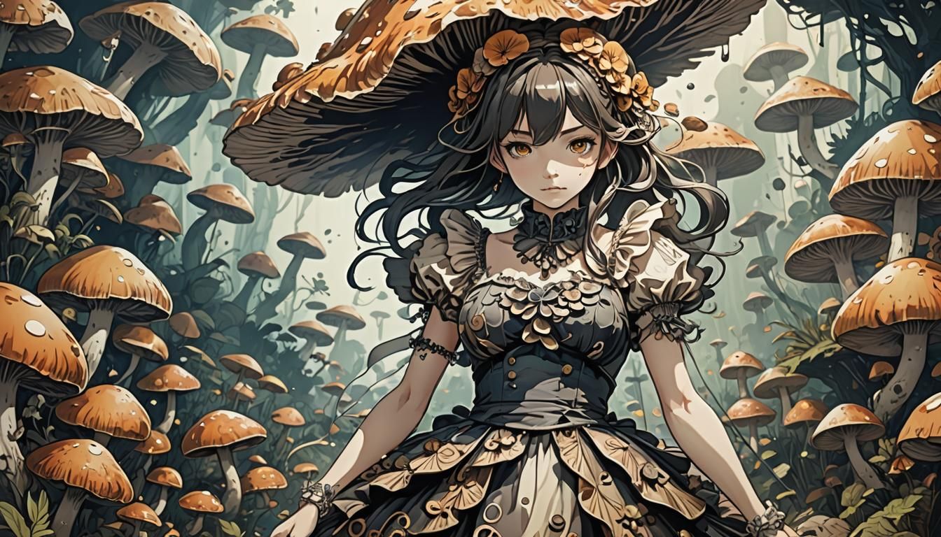 Manga Art: Woman in Mushroom Dress