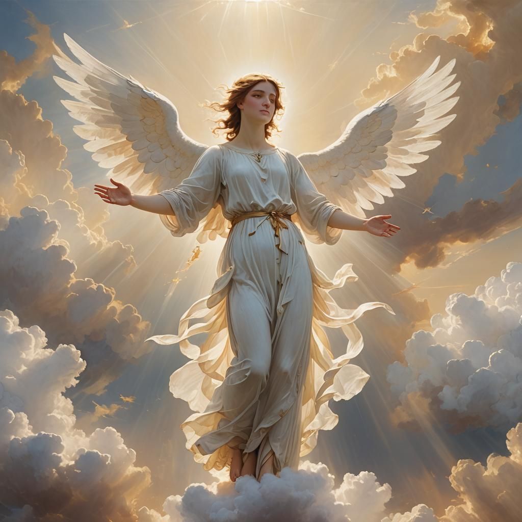 Ethereal Angel in Celestial Cloudscape