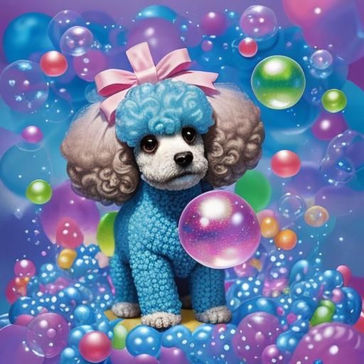 Poodle Made of Maximalist Bubbles in Candyland Style