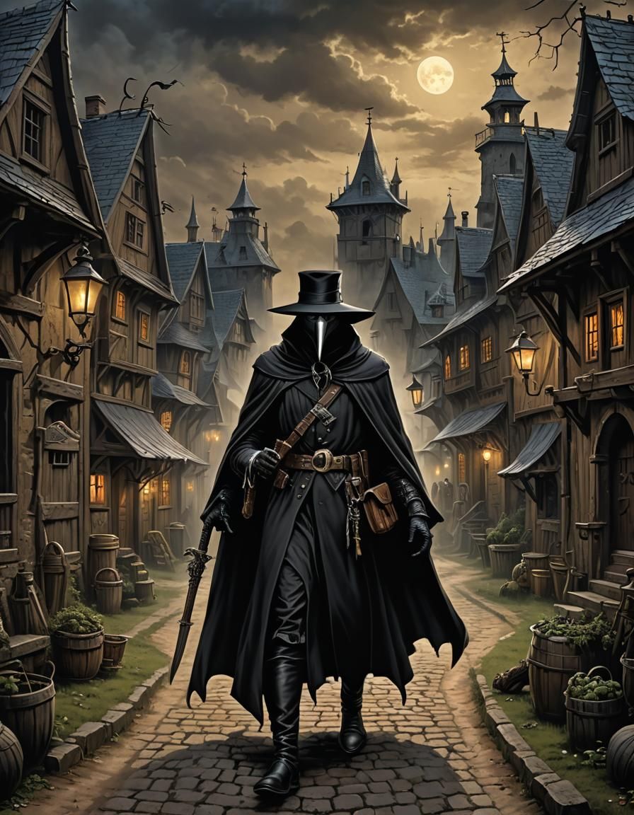 Plague Doctor in Dark Fairytale Village