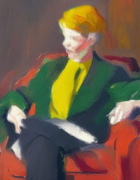 Elegant Woman in Warm Golden Light, in Expressive Impression...