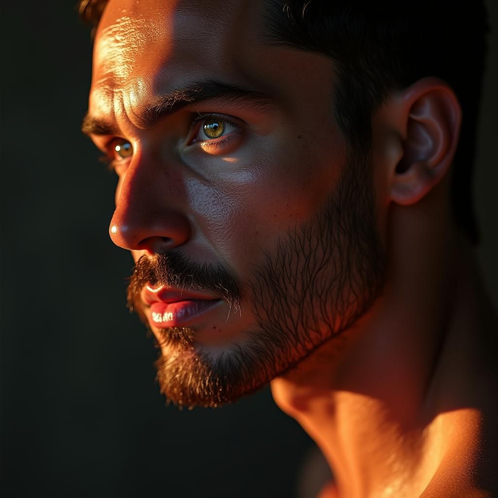 Handsome Man Portrait in Art Nouveau Fantasy Style