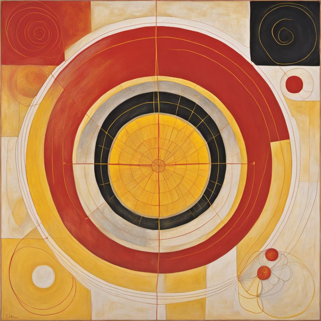 Vibrant Abstract Fantasy Landscape in Bold Red and Yellow