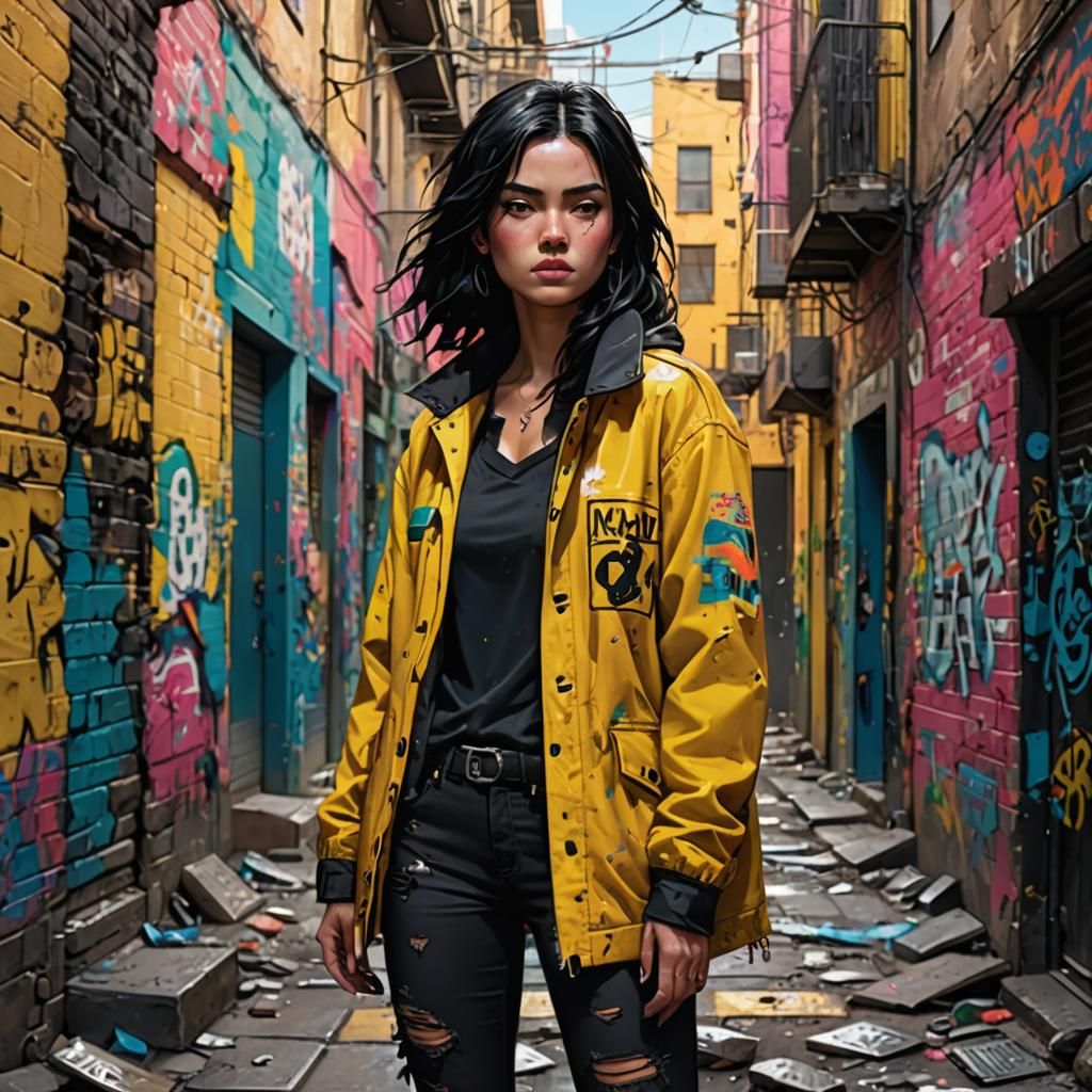 Hyper-Realistic Wizardess in Riotous Alleyway