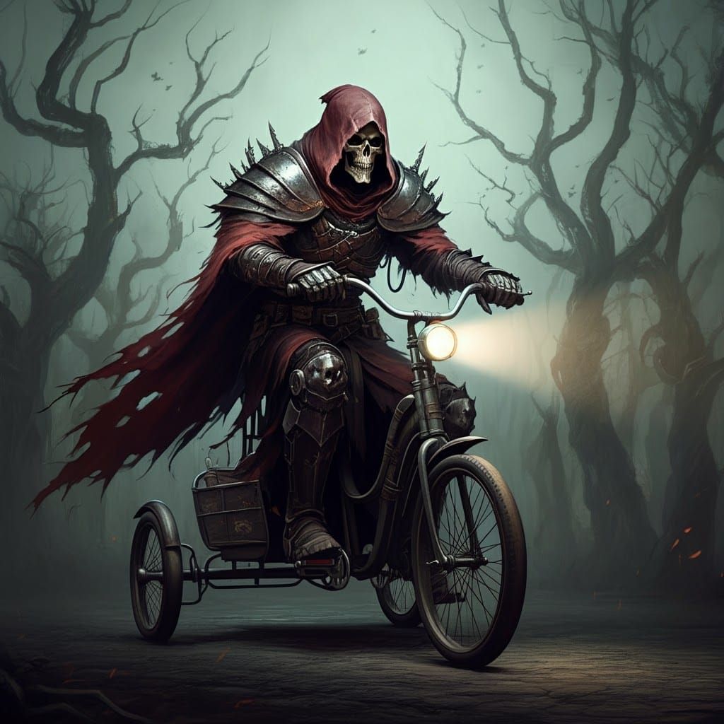 Death Rides a Tricycle in Dark Fantasy Style