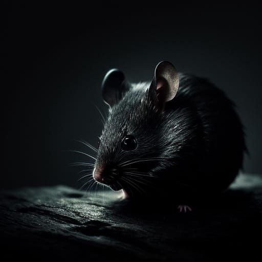 Dark Fantasy Mouse Sleeping in Snail Shell with Moonlight Gl...