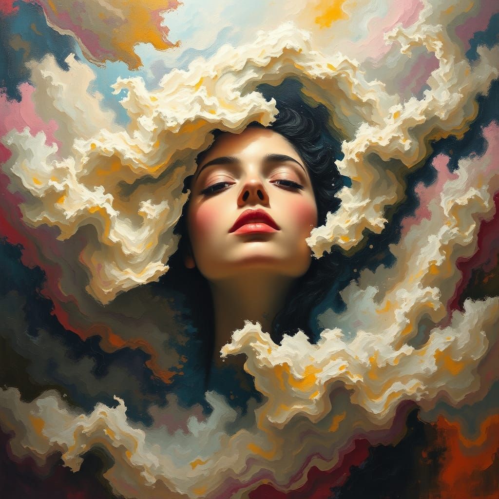 Turbulent Chaos, Serene Soul in Vibrant Brushstrokes