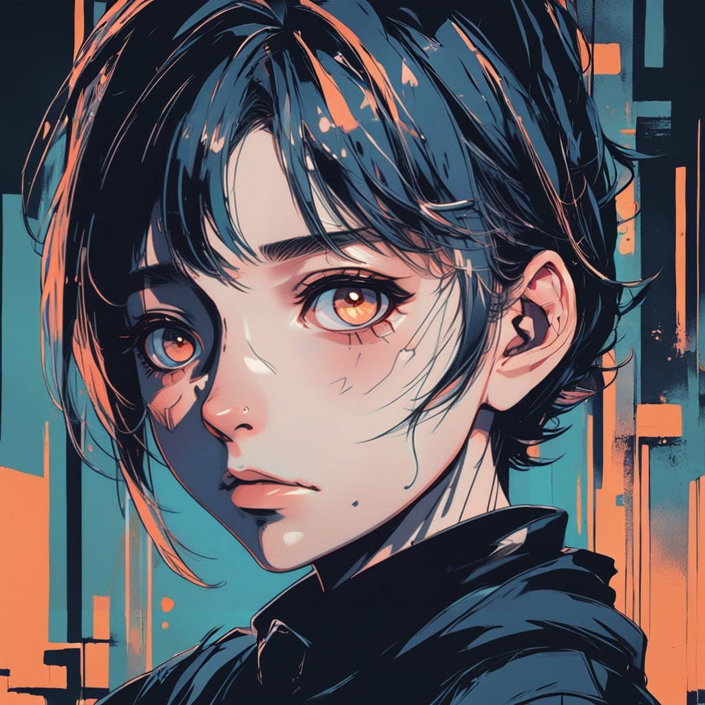 Manga-Inspired Girl with Haunting Expression