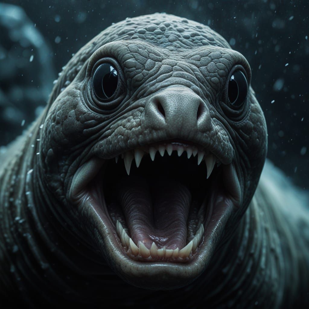 Gargantuan Moray Eel Frozen in Ice, Antarctica