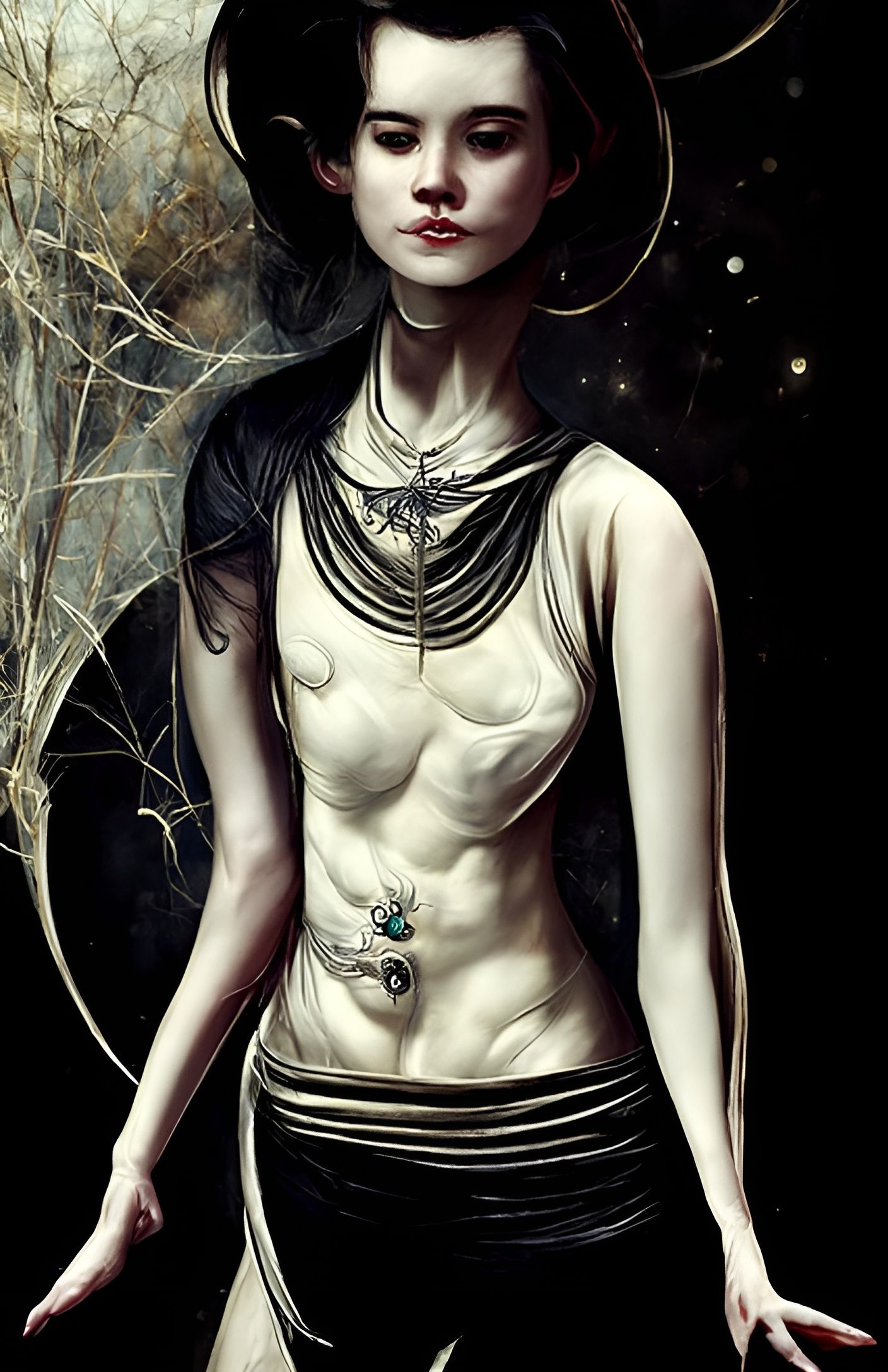 Mystical Green Goblin Woman in Hyperrealistic Style