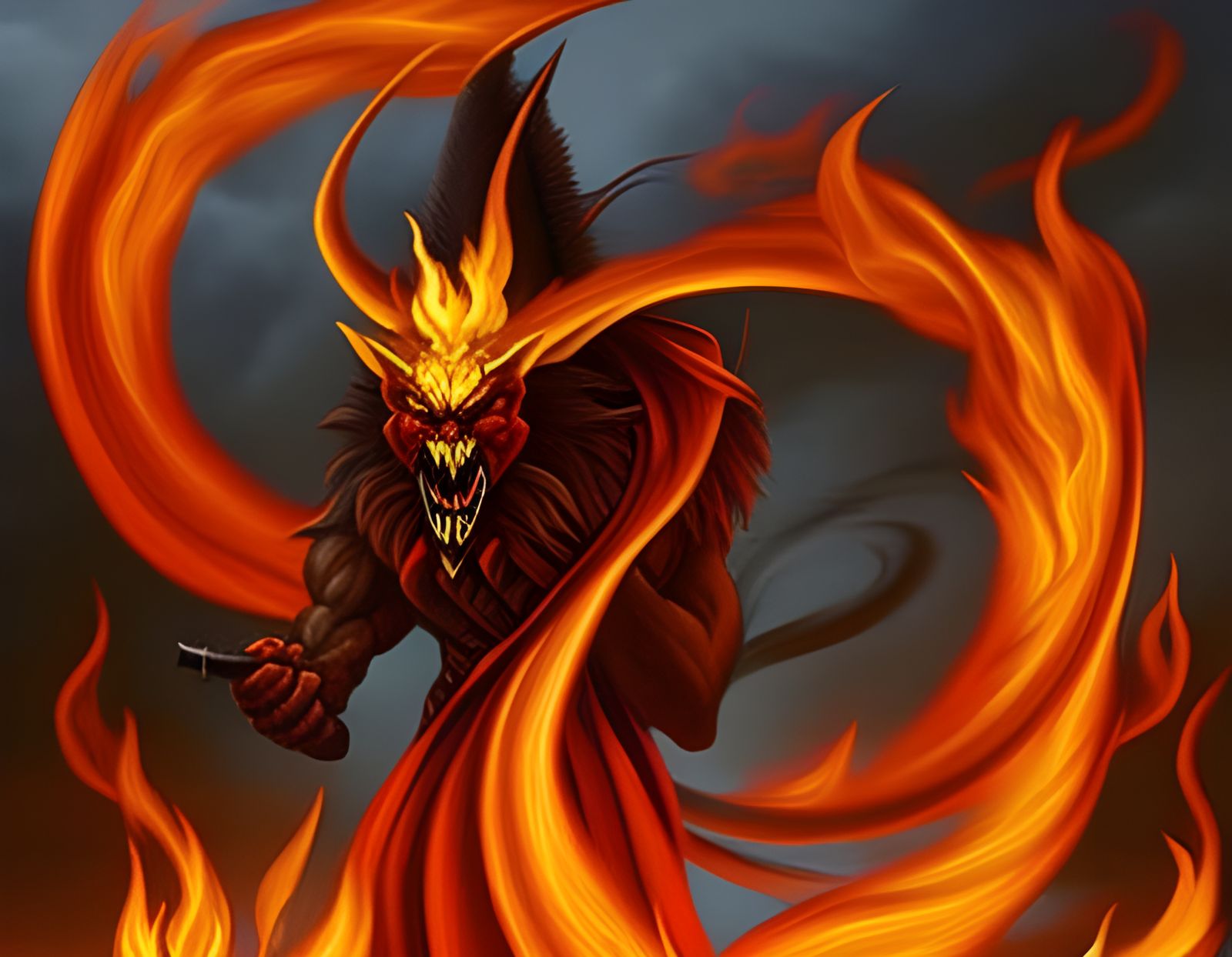 Infernal Fire Demon in Spiraling Flames