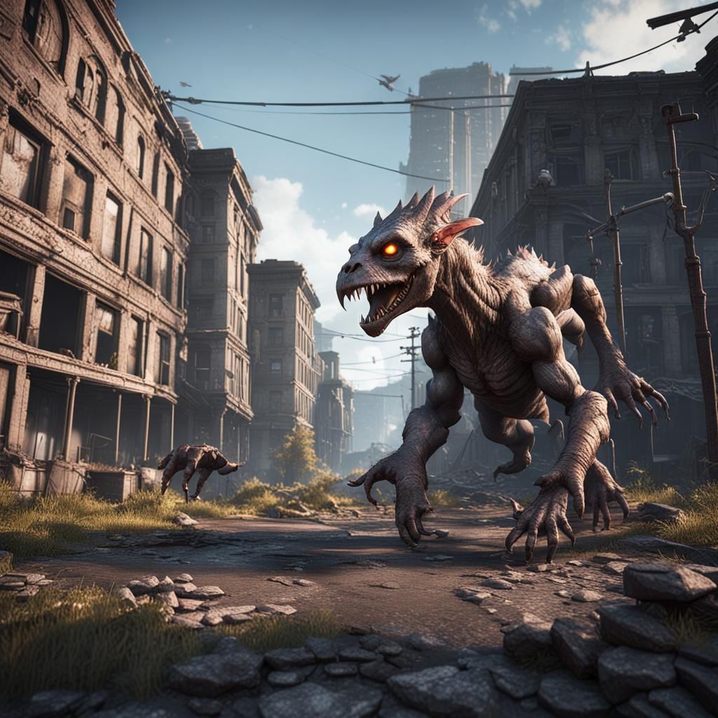Animal Monsters in Abandoned City: 3D Game Art