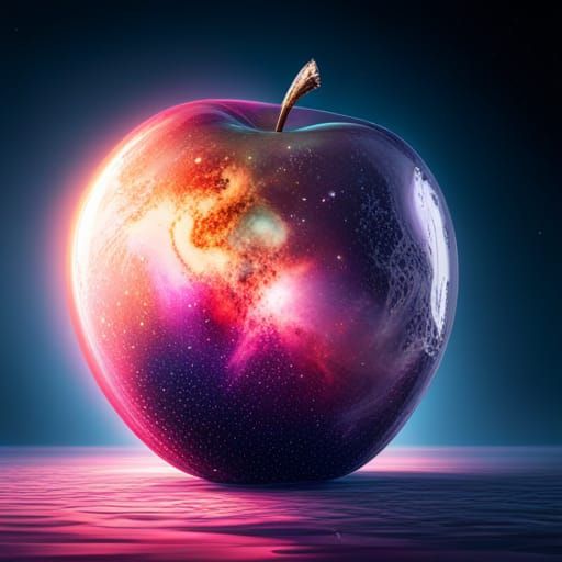 Crystal Apple with Galaxy Inside: Digital Matte Painting
