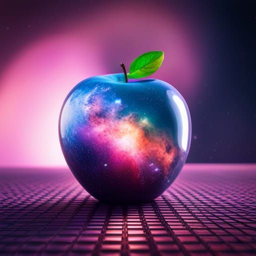 Crystal Apple with Galaxy Inside: Digital Matte Painting