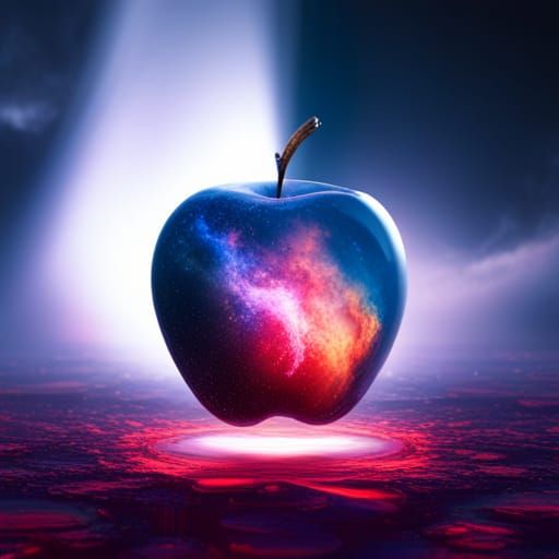 Crystal Apple with Galaxy Inside: Digital Matte Painting