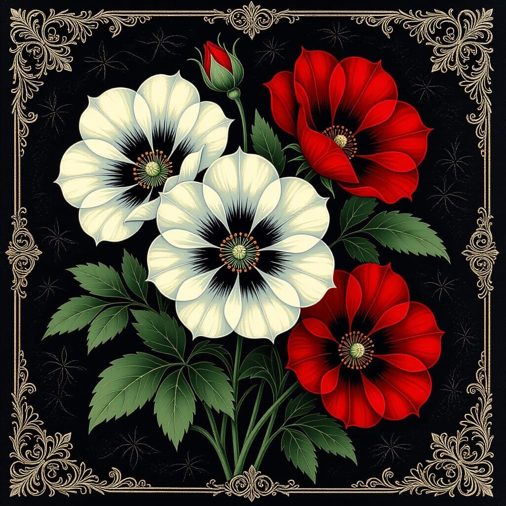 Victorian Gothic Floral Horror Illustration