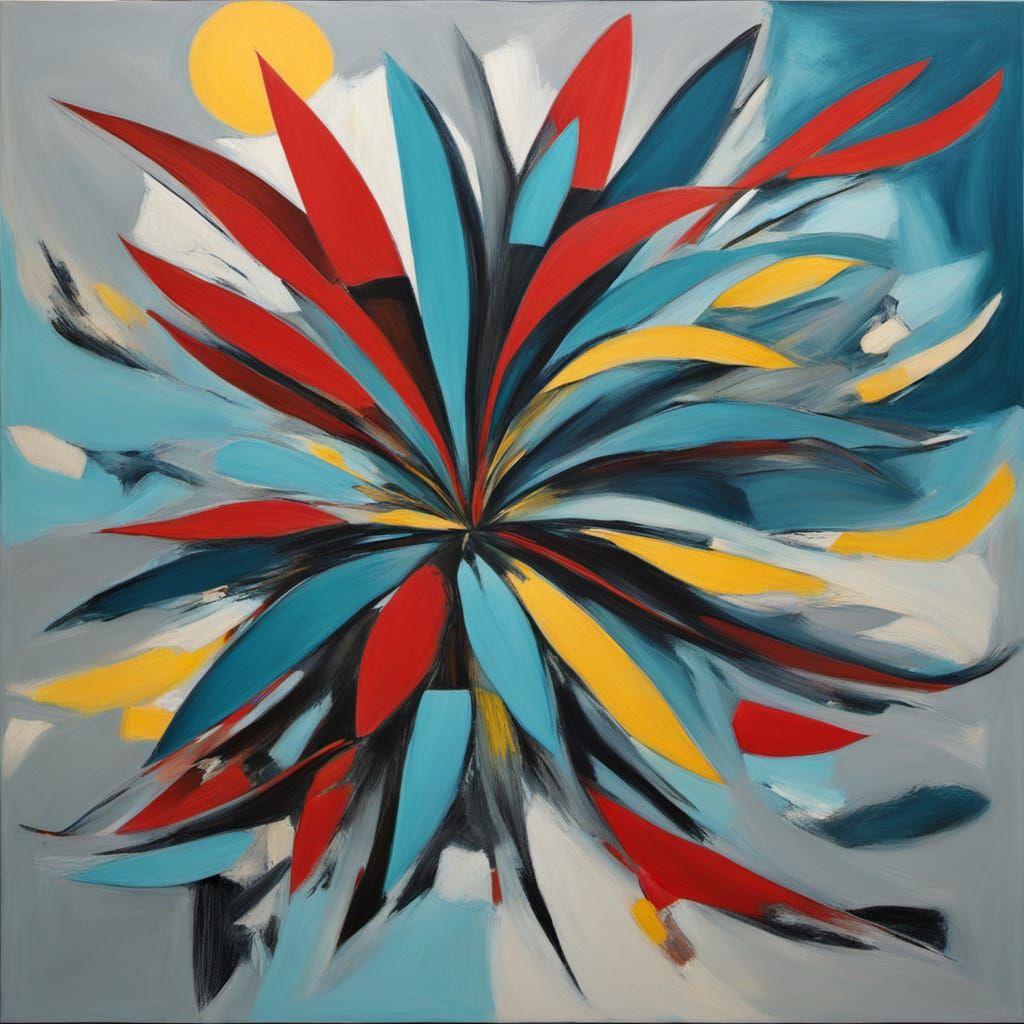 Surreal Abstract Painting with Bauhaus and Fauvism Elements