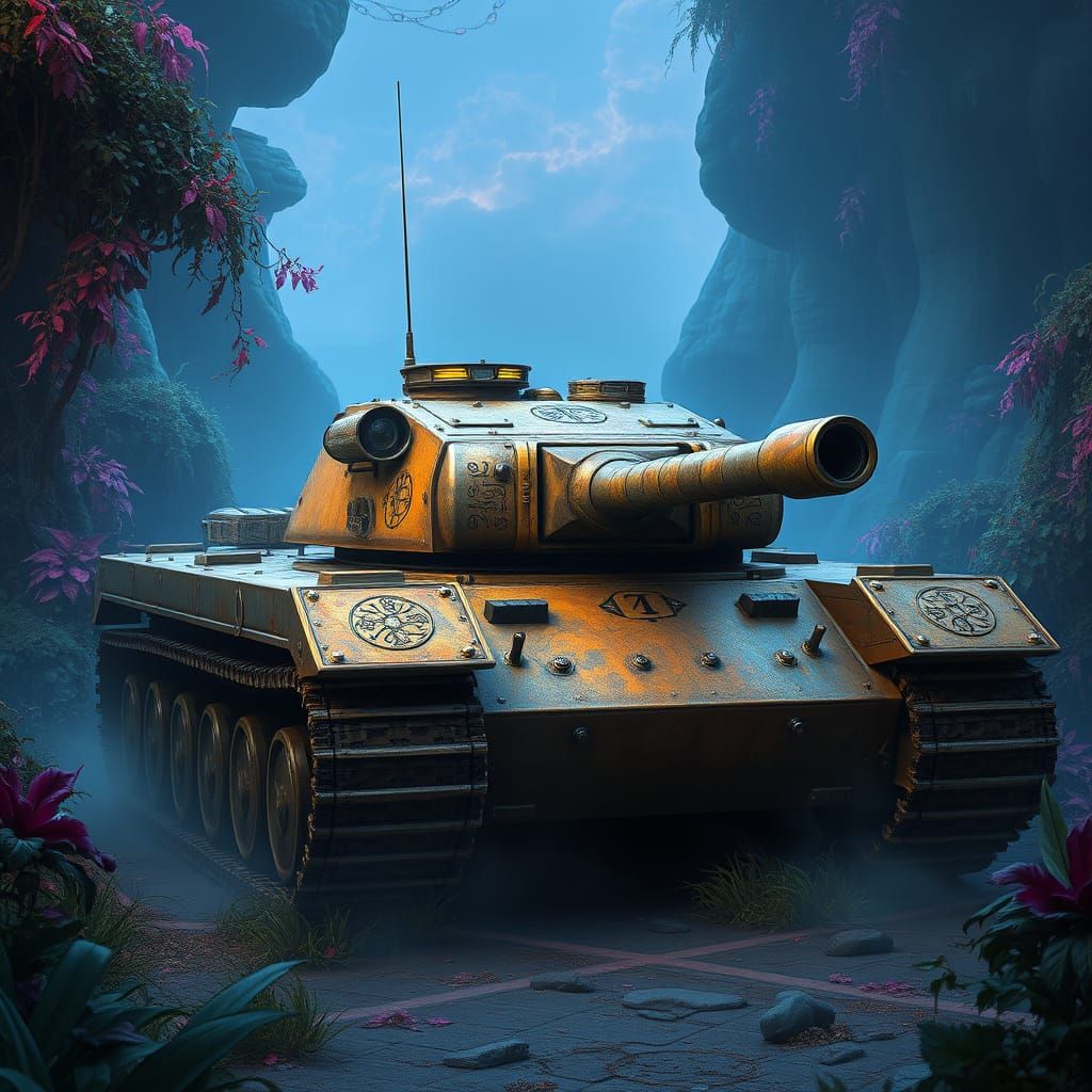 Majestic Penza Tank in Whimsical Fantasy Landscape