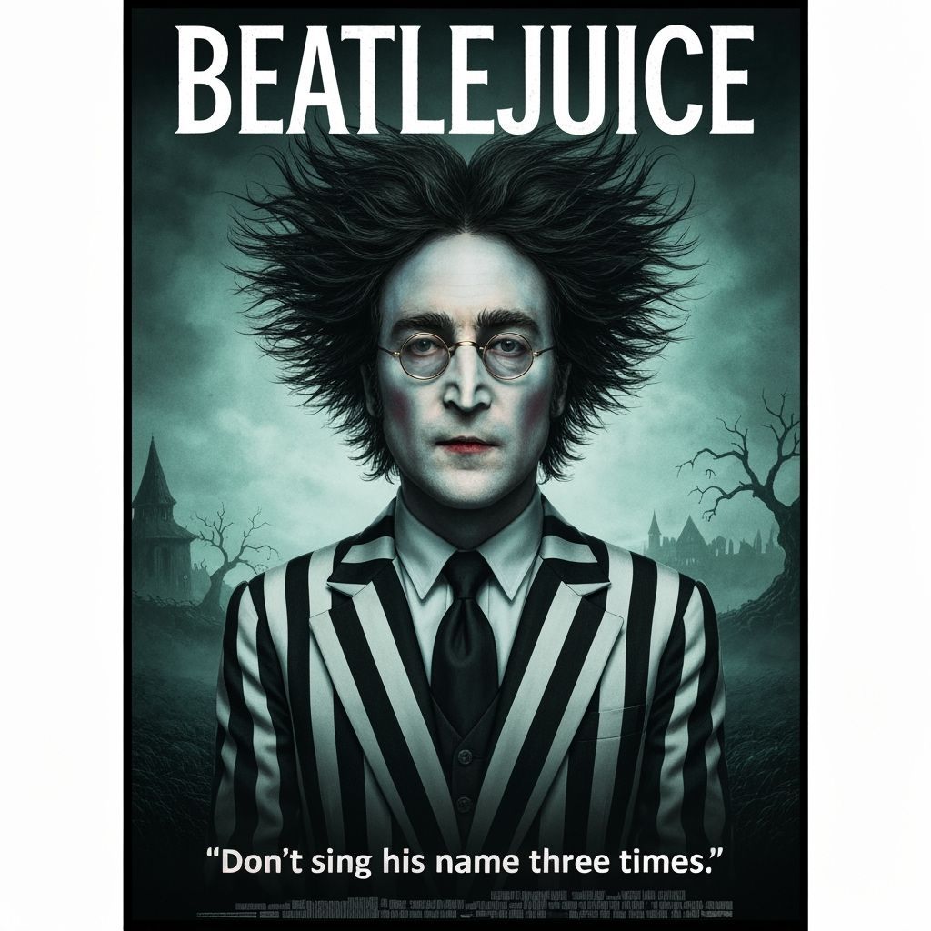 John Lennon as Beetlejuice in Gothic Style Poster