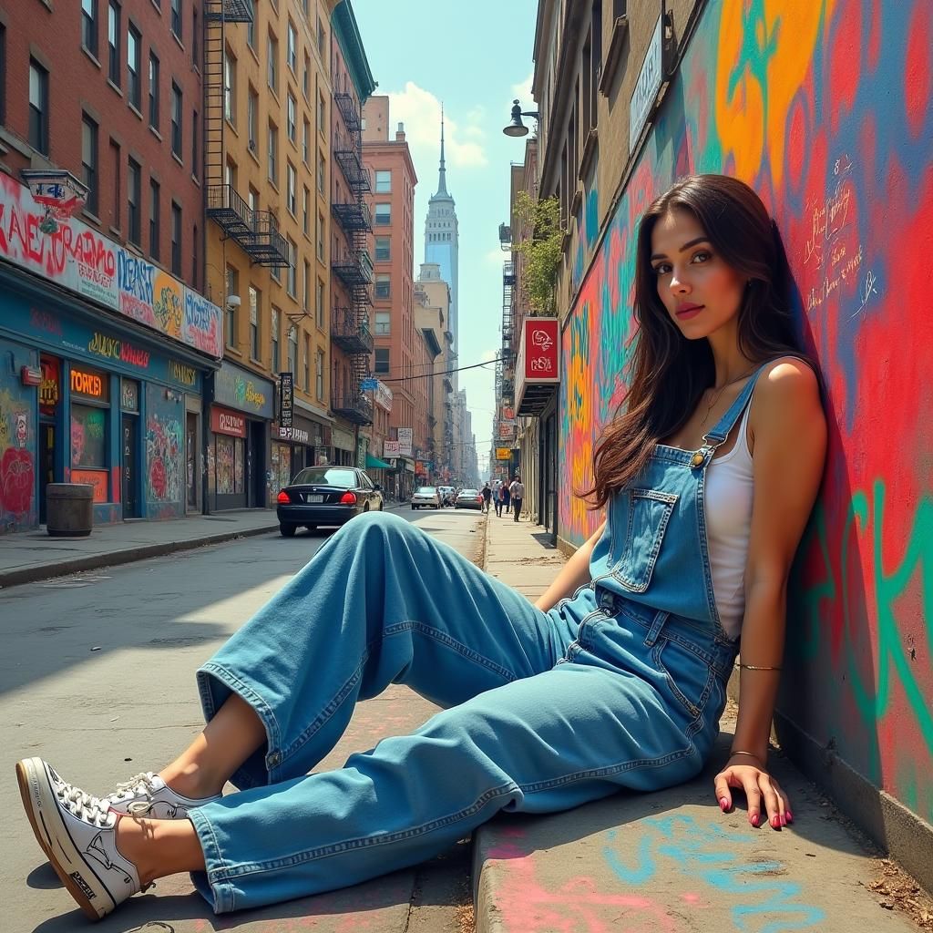 Baggy Denim Fashion in Graffiti Art Illustration