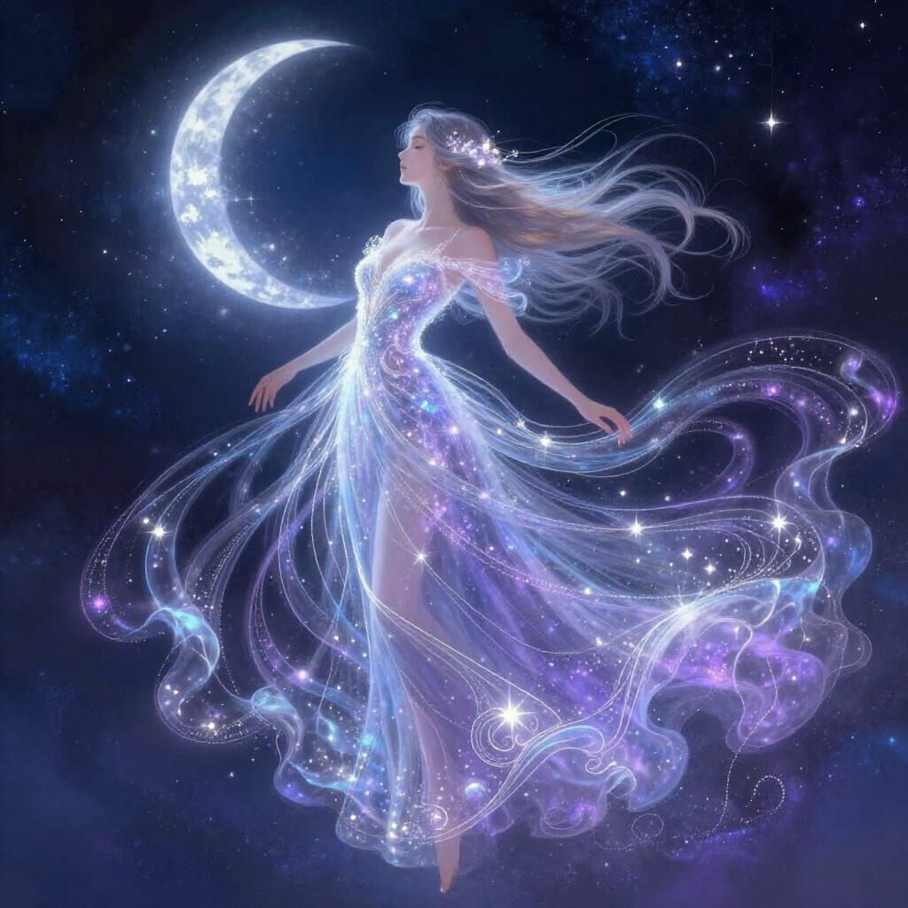 Ethereal Gown of Starlight and Moonbeams