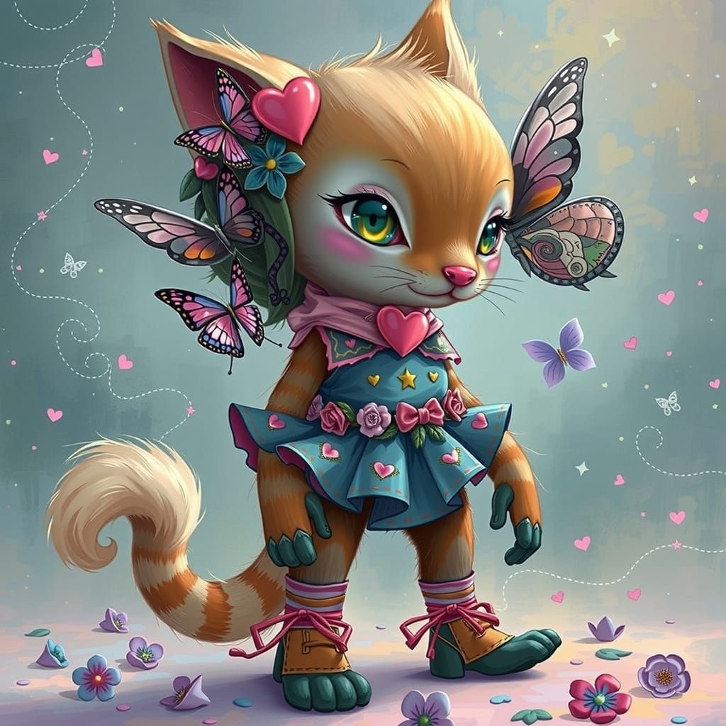 Whimsical Valentine Kittens in Vibrant Dreamscapes