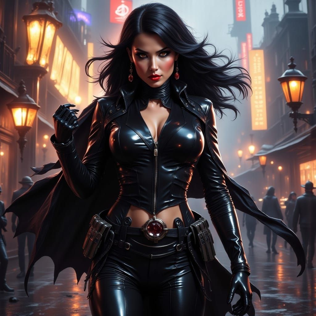 Evil Super Heroine in Latex Uniform