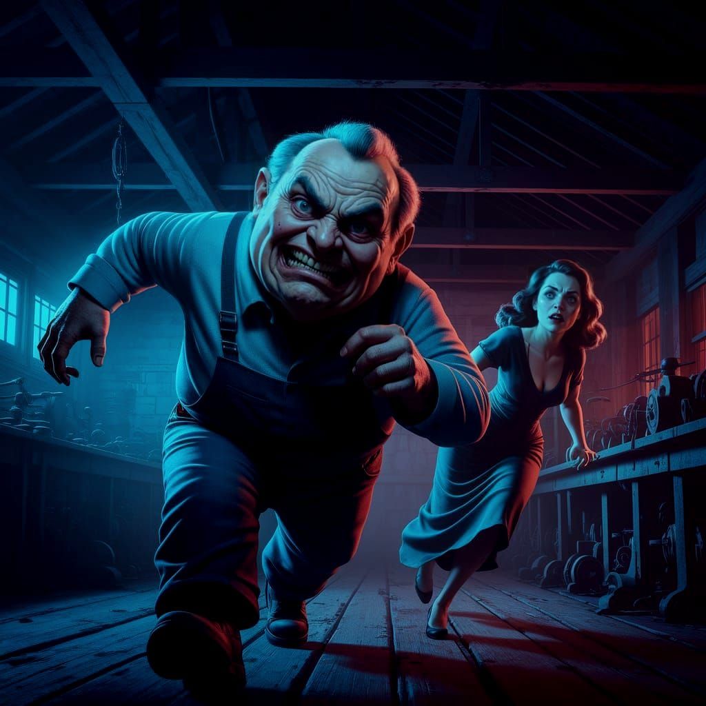 Disfigured Man Chases Terrified Woman in Haunting Vintage Ho...