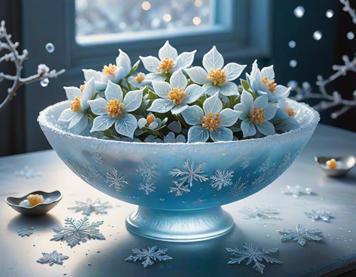 Dazzling Frostbloom Sorbet in Crystalline Dish