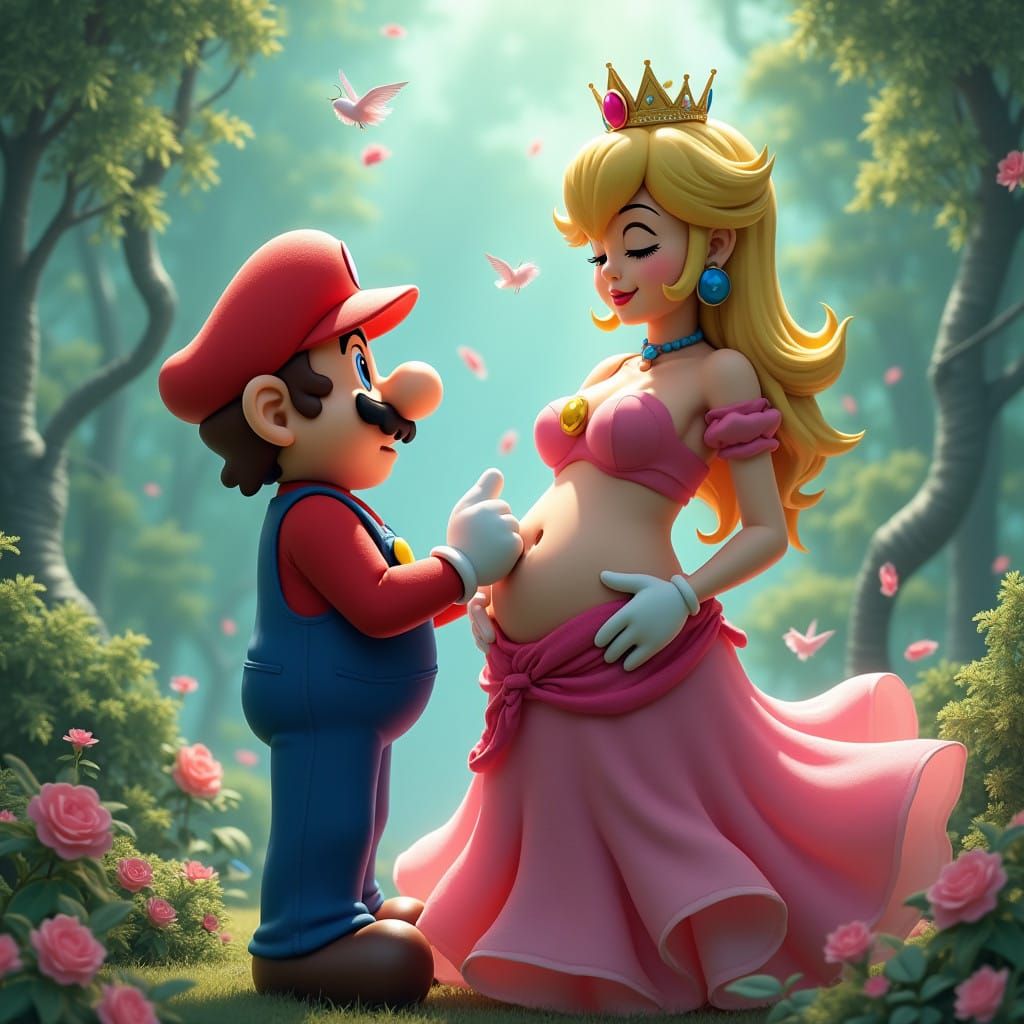 Dreamlike Encounter in Vibrant Futuristic Landscape