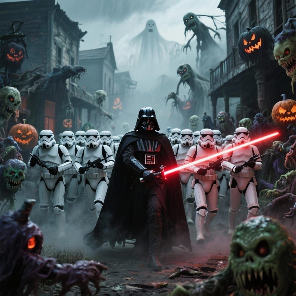 Sith Lord Leads Stormtroopers Against Halloween Town