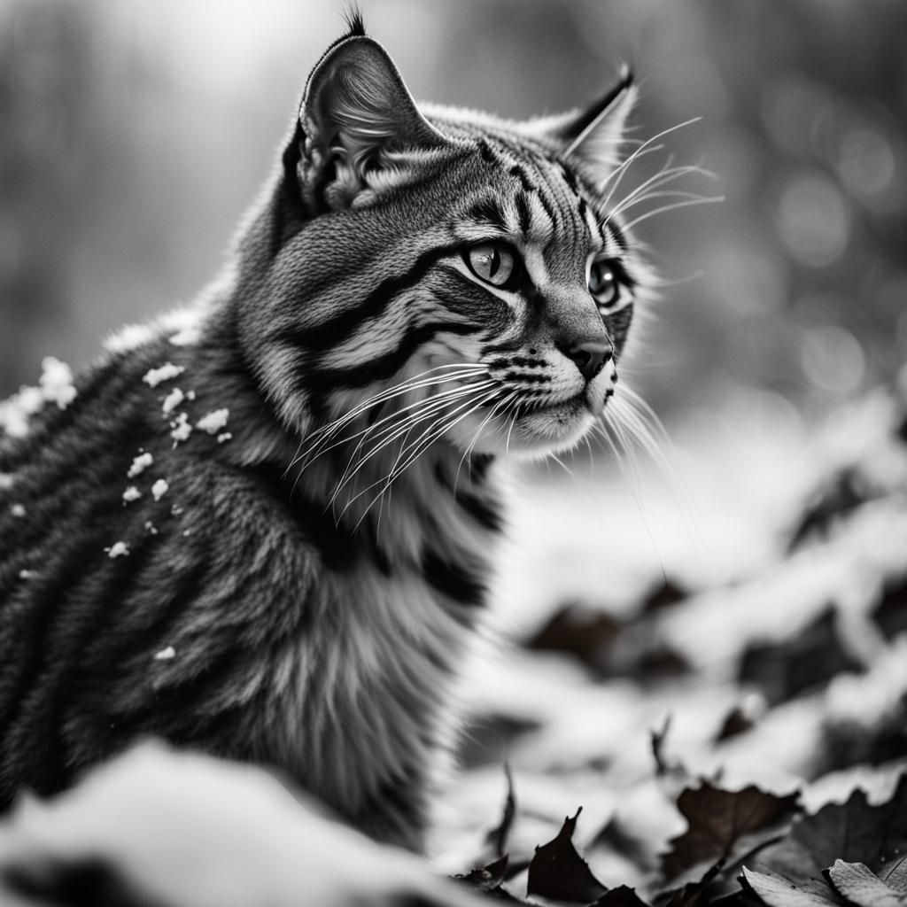 Scottish Wildcat Portrait in Snowy Landscape