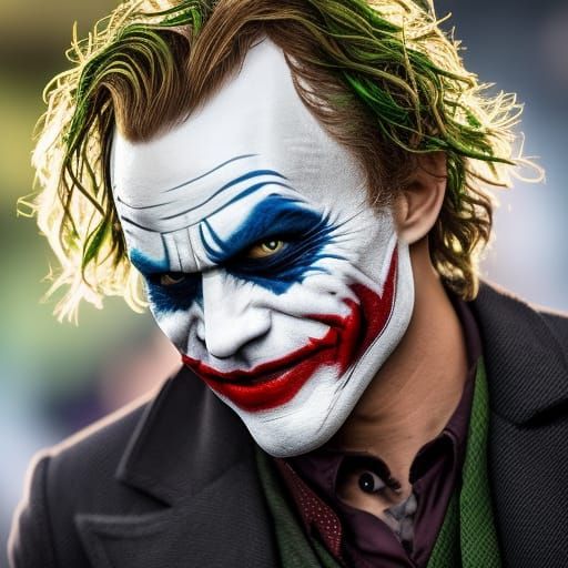 Heath Ledger Joker Portrait in Christopher Nolan Style