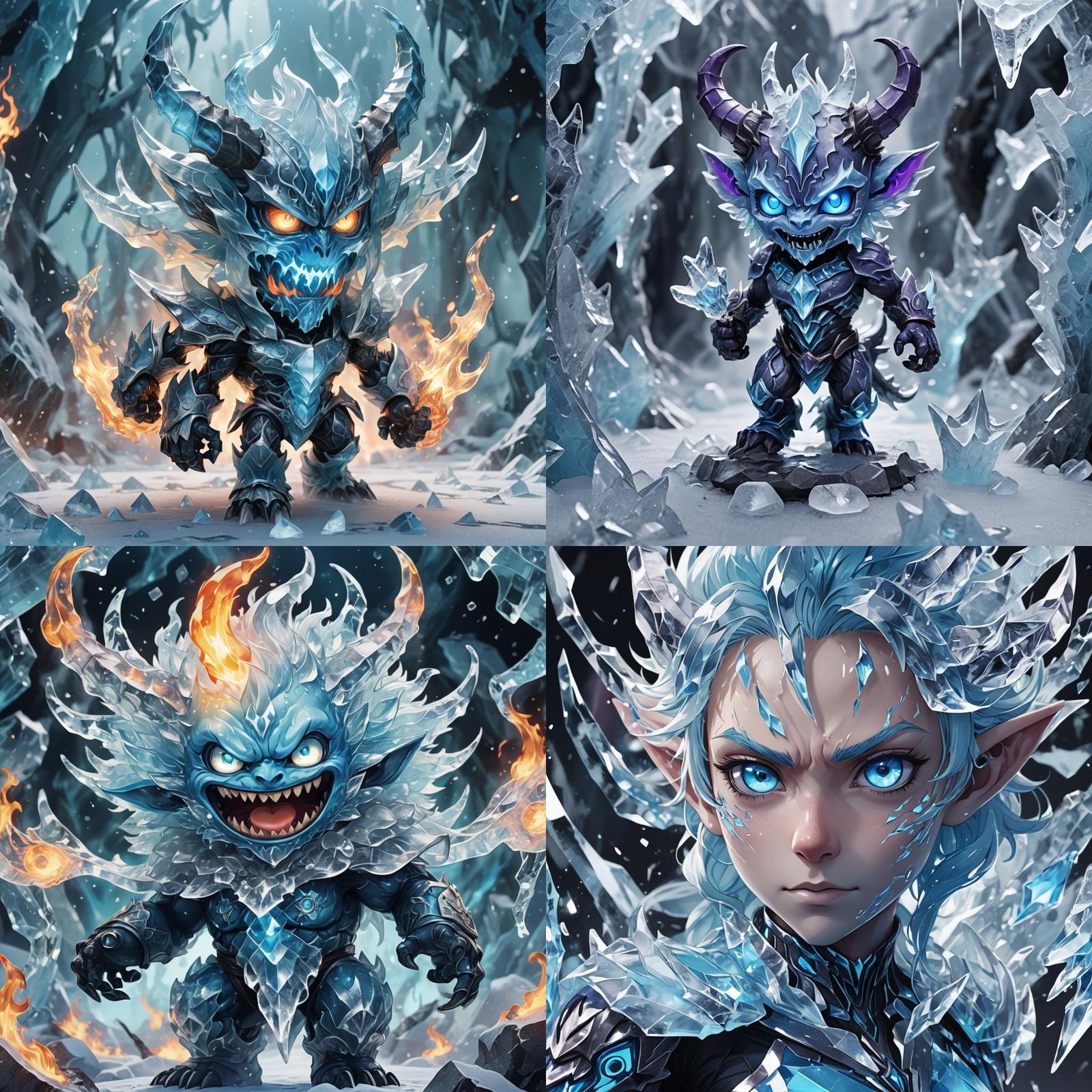 Chibi Ice Elemental in Anime Style